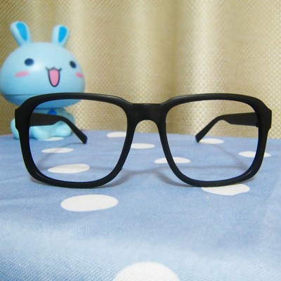 方形磨砂黑無(wú)鏡片眼鏡框眼鏡架男女適用時(shí)尚百搭搭配造型用